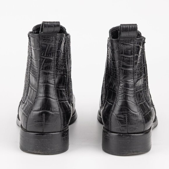 Vince Camuto HAVENTA Black Leather Croc-Embossed Chelsea Boots – Women’s 6.5 - Picture 3 of 11